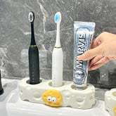 Bathroom Cream-Style Electric Toothbrush Holder – Punchless Toothpaste & Brush Storage Rack
